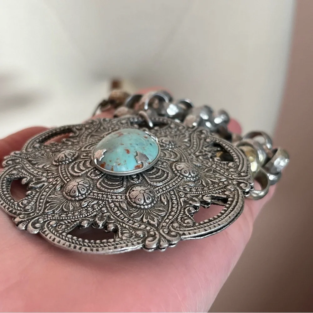 Vintage Antique Art deco Victorian Festival Silver Goth Medieval Goth necklace - Picture 15 of 16